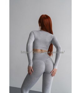 Костюм для фитнеса рашгард с леггинсами Пуш-ап Crop top+Leggings 04 (SLEET)